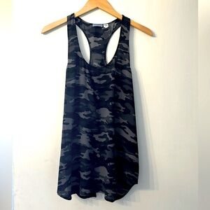 Acrobat size large 100% silk racer back camo gray and black color camisole